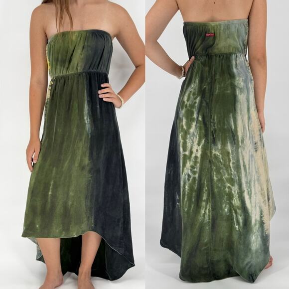 Hard Tail Forever Y2K Strapless Tie Dye Hi-Lo Maxi Dress Size XS Hippie Boho - Picture 1 of 10